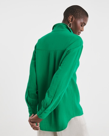 Pure Cotton Textured Relaxed Long Sleeve Shirt