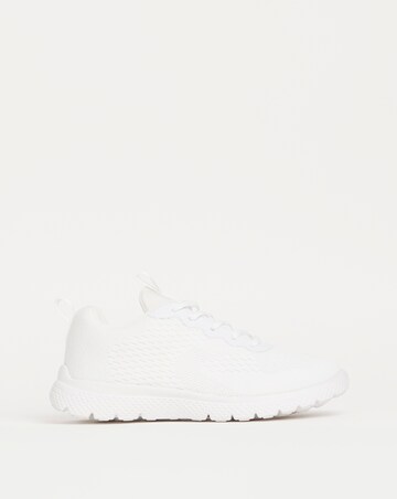 Cushion Walk White Lace Up Trainers -Wide Fit (E)