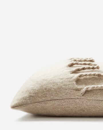 Faux Mohair Fringed Cushion - Natural