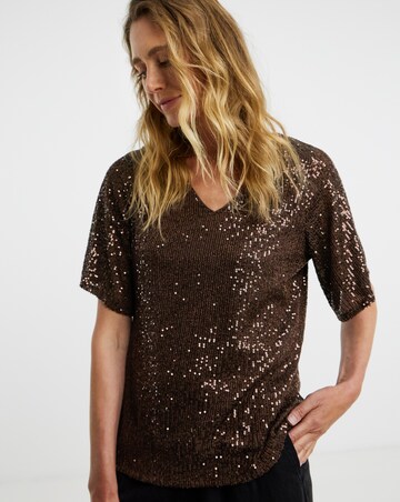 Sequin Sleeve T-Shirt