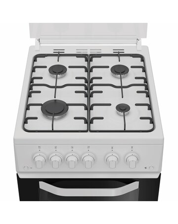 Hotpoint HTG5GCWL 50cm Gas Twin Cooker with Glass Lid - White
