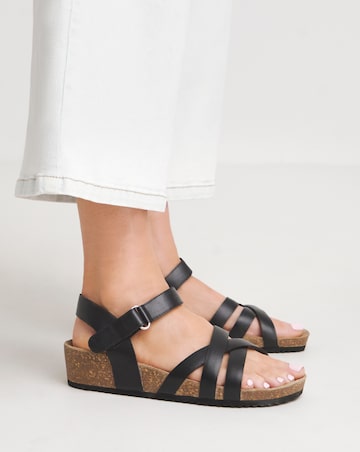 Leather Strappy Footbed Sandal Extra Wide EEE Fit