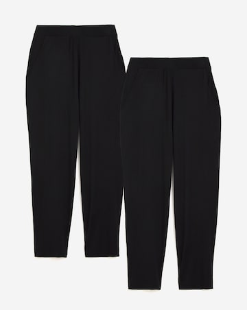 2 Pack Black Jersey Tapered Leg Trousers