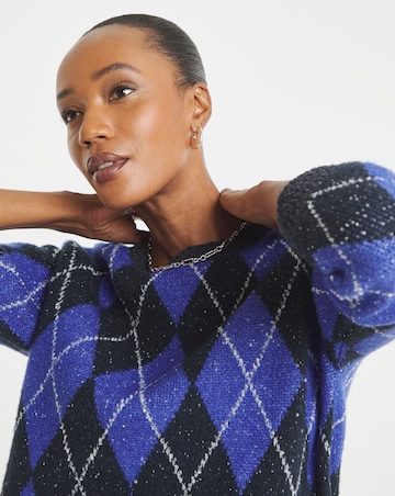 Crew Neck Argyle Jumper