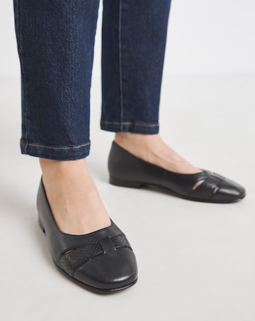 Heavenly Soles Genevieve Cut Out Detail Ballerinas - Wide Fit (E)
