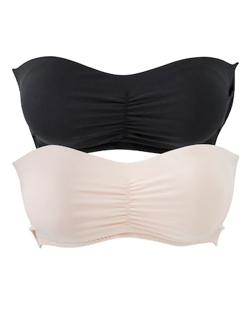 MAGISCULPT (2 Pack) Moulded Bandeau Wired Padded Bras (A-DD) Black/Blush