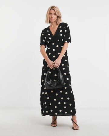 Textured Crinkle Lace Trim Maxi Dress