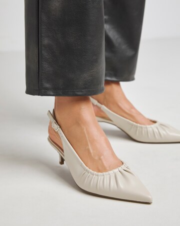 Tilda Ruched Front Kitten Heel Slingback Shoes - Extra Wide Fit (EEE)
