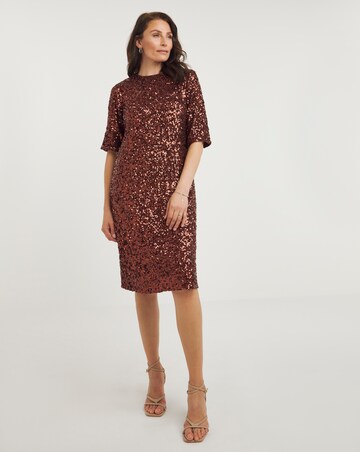 Joanna Hope Copper Sequin T-Shirt Dress