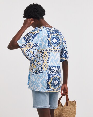 Printed V Neck Angel Sleeve Print Top