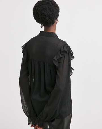 Check Frill Detail Blouse