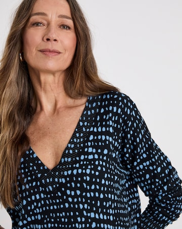 Blue Print V Neck Slouch Tunic