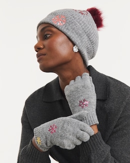 Sequin Snowflake Hat &amp; Glove Gift Set