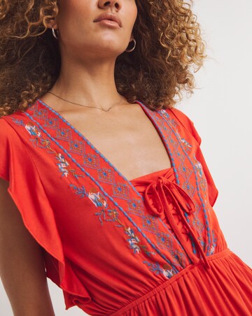 Joe Browns Red All New Enchanted Embroidered Jersey Laced Tunic