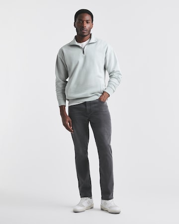 Union Garment Dyed Relaxed Fit 1/4 Zip Sweat- Steel Blue