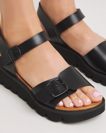 Heavenly Feet Trudy Buckle Strap Sandals Wide Fit