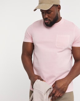 Garment Dyed Pocket T-Shirt Long Length- Pink