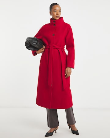 Red Funnel Neck Longline Coat