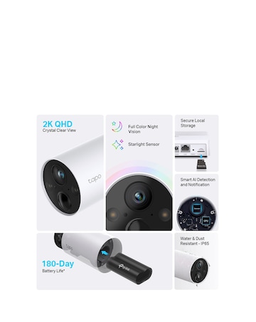 TP-Link Tapo C420S2 4MP Outdoor Battery Powered 2 Pack Cameras + Hub