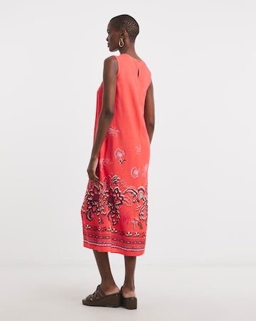 Linen Mix Midi Shift Dress