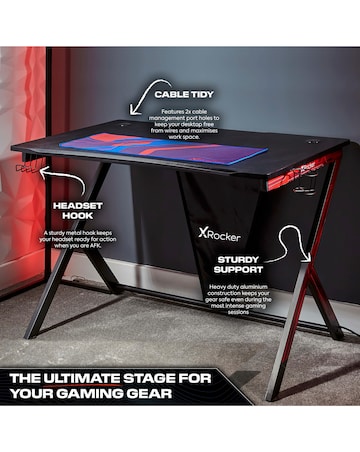 X Rocker Ocelot Gaming Desk & Saturn Junior Gaming Chair Bundle - Blue