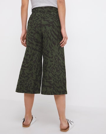 Animal Pull On Linen Mix Wide Leg Culotte