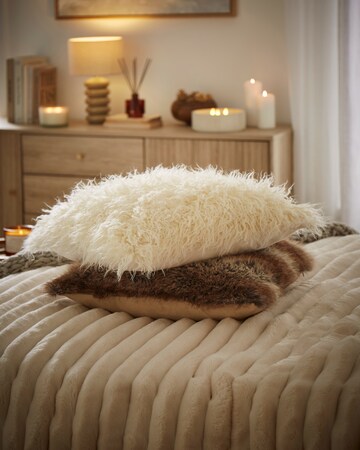 Mongolian Faux Fur Cushion - Ivory
