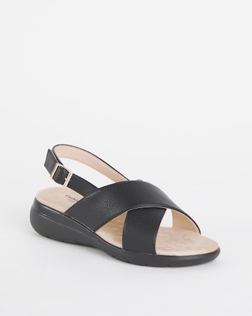 Cushion Walk Black Crossover Sandal -Ultra Wide Fit (EEEEE)