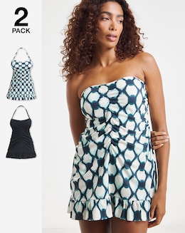 Value 2 Pack Ruched Bandeau Swimdresses