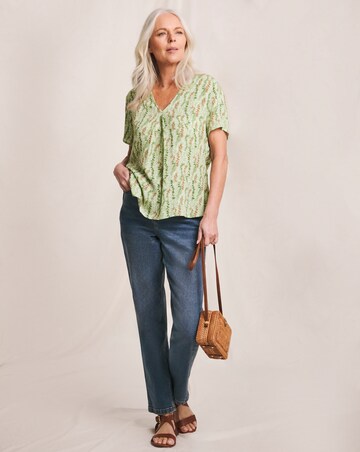 Julipa Printed Textured Crinkle Short Sleeve Top