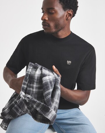 Union Embroid T-Shirt Long Length-Black