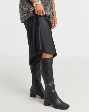 Claudia Low Block Heel Knee High Boots - Wide Fit (E) & Standard/Curvy Calf