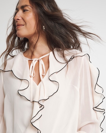 Joanna Hope Ruffle Blouse With Contrast Trim