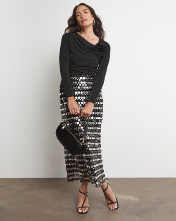 Joanna Hope Jersey Ruched Top With Detachable Corsage