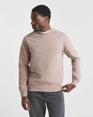 Union Garment Dyed Relaxed Fit Crew Neck Sweatshirt- Pink