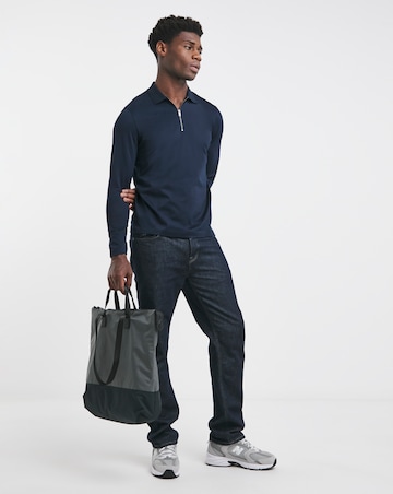 Premium 100% Mercerised Zip Neck Polo- Navy
