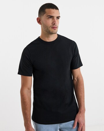 Heavyweight Crew Neck T-Shirt Long Length- Black