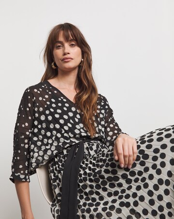 Joanna Hope Ombre Spot Pleated Dress