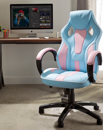X Rocker Maverick Ergonomic PC Office Gaming Chair - Bubblegum Blue/Pink