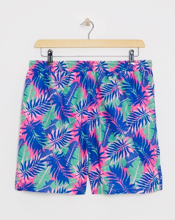 Tropical Leaf Print Swim Short