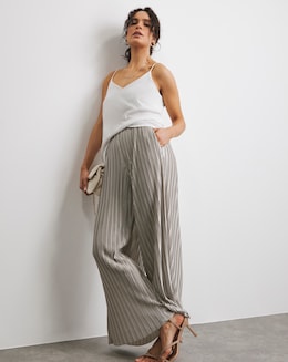 Joanna Hope Metallic Plisse Wide Leg Trousers
