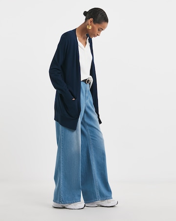 Navy Longline Edge To Edge Cardigan