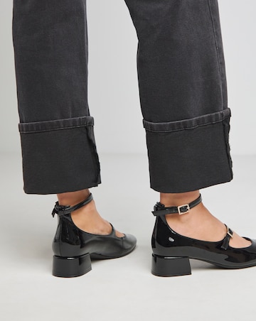 Reno Mary Jane Ankle Strap Block Heel Shoes - Wide Fit (E)