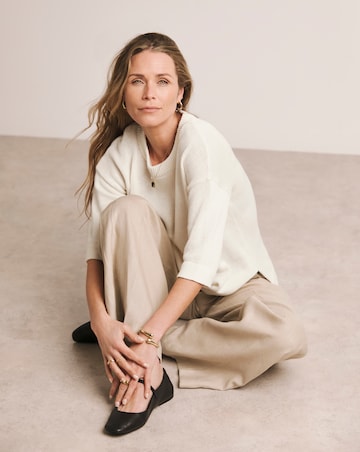Anthology Ivory Linen Mix Short Sleeve Jumper