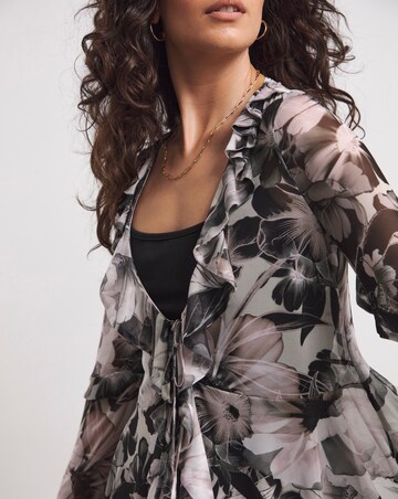 Joanna Hope Mesh Ruffle Blouse