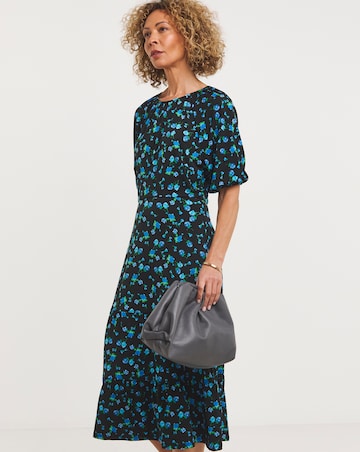 Open Tie Back Midi Jersey Smock Dress