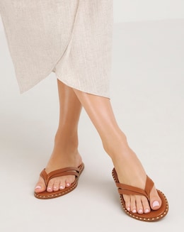 Simply Be Poppy Two Strap Toe Post Classic Flat Sandals - Extra Wide Fit (EEE)