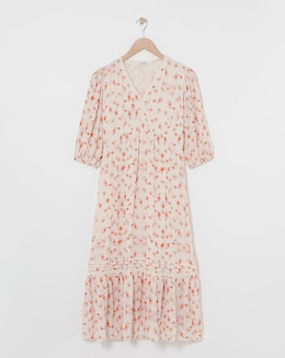 Crinkle Tea Dress With Crochet Trim