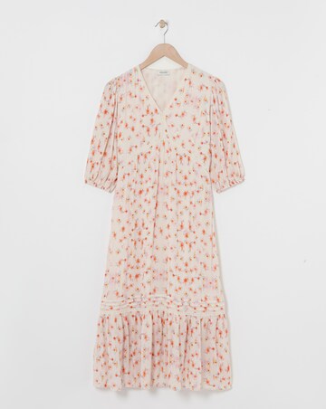 Crinkle Tea Dress With Crochet Trim