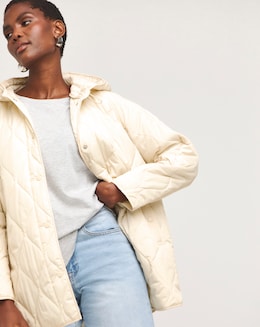 Cream Short Quilted Coat